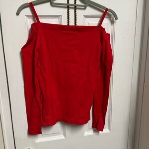Helmut lang ted off the shoulder top size small long sleeve red